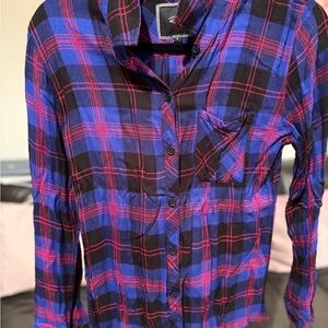 Rails Blue and Red Plaid Button-Up Shirt